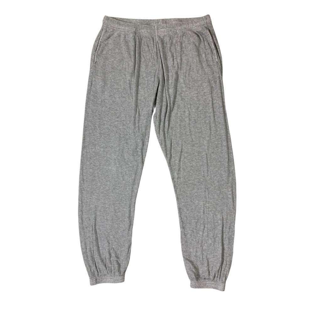 Michael Lauren Gray Ribbed Jogger Pants L Lounge Casual Athleisure